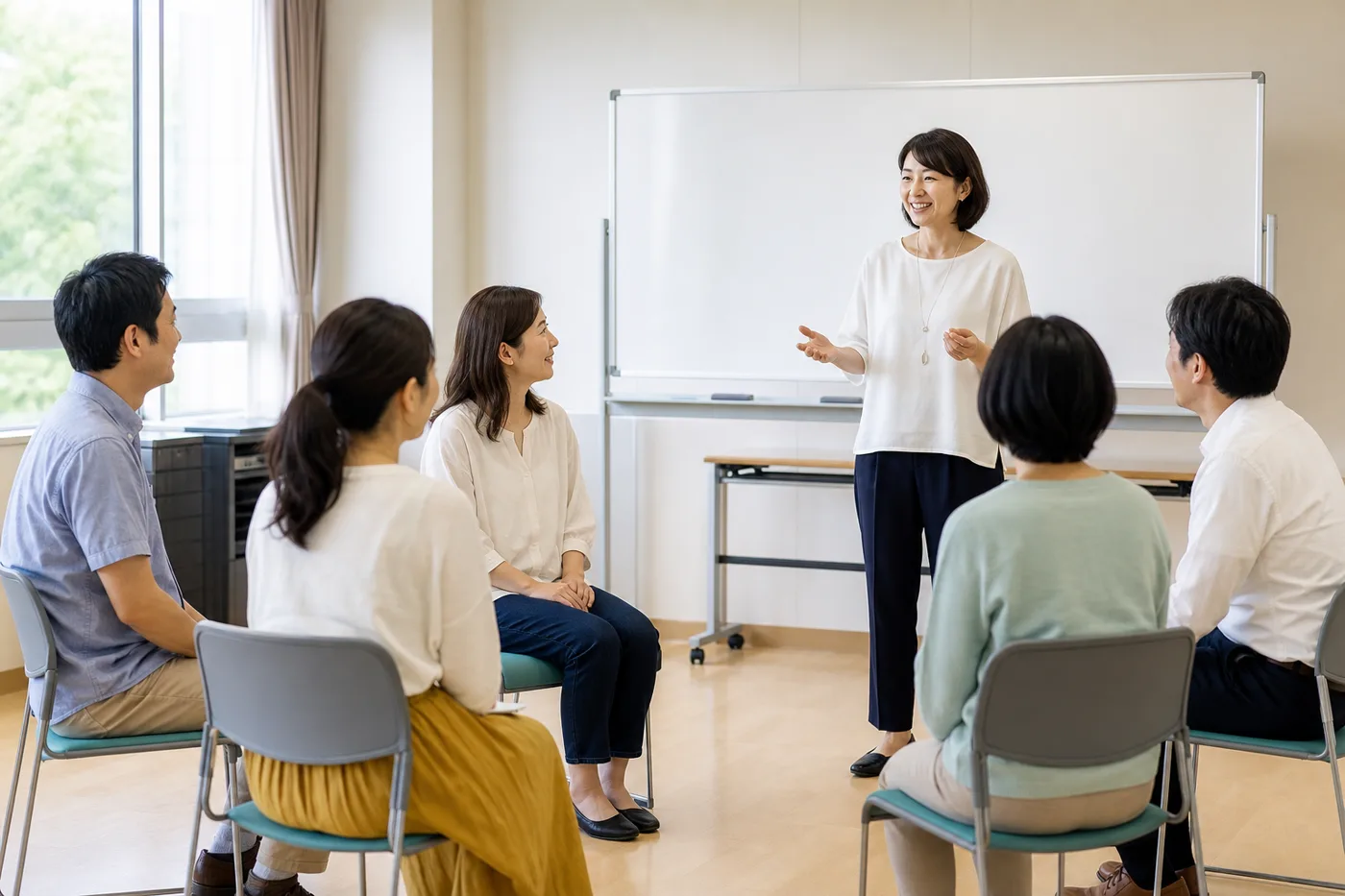 子育て講座を受ける保護者たちの様子
